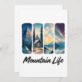 Aussicht auf Berge mit Waldhütte und See Einladung (Vorne/Hinten)