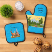 Aussicht auf Berge Ofenhandschuh & Topflappen-Set (Oben Unten)