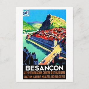 Aussicht auf Besancon, Frankreich, Panorama, Vinta Postkarte