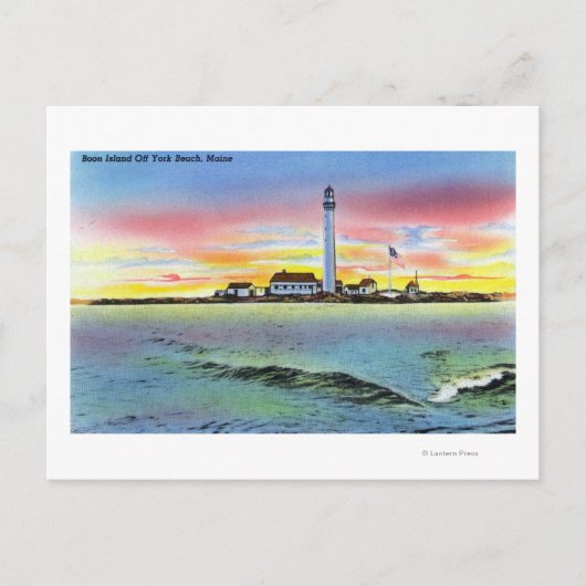 Aussicht auf Boon Island und Lighthouse von York a Postkarte (Vorderseite)