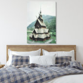 Aussicht auf Borgund-Stallkirche, c.1150 Leinwanddruck (Insitu (Schlafzimmer))
