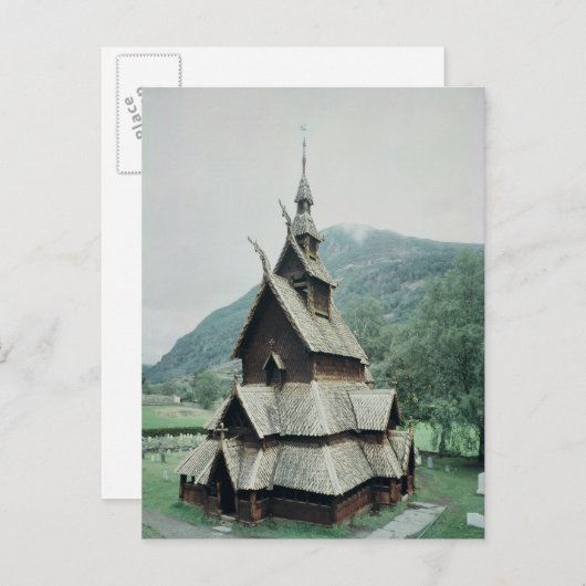 Aussicht auf Borgund-Stallkirche, c.1150 Postkarte (Vorne/Hinten)