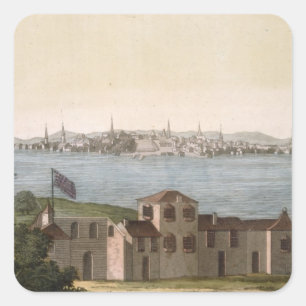 Aussicht auf Boston, von 'Le Costume Ancien et Mod Quadratischer Aufkleber