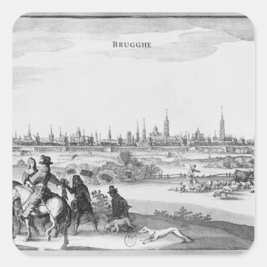 Aussicht auf Brügge Quadratischer Aufkleber (Vorderseite)