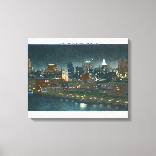 Aussicht auf Buffalo Skyline nachts Leinwanddruck (Vorderseite)