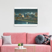 Aussicht auf Buffalo Skyline nachts Leinwanddruck (Insitu (Wohnzimmer))