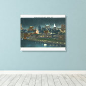 Aussicht auf Buffalo Skyline nachts Leinwanddruck (Insitu (Holzboden))