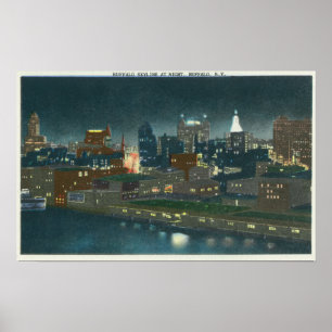 Aussicht auf Buffalo Skyline nachts Poster