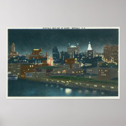 Aussicht auf Buffalo Skyline nachts Poster (Vorne)