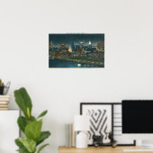 Aussicht auf Buffalo Skyline nachts Poster (Heimbüro)