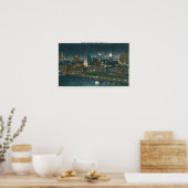 Aussicht auf Buffalo Skyline nachts Poster (Küche)