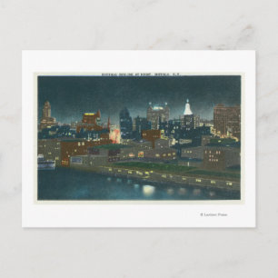 Aussicht auf Buffalo Skyline nachts Postkarte