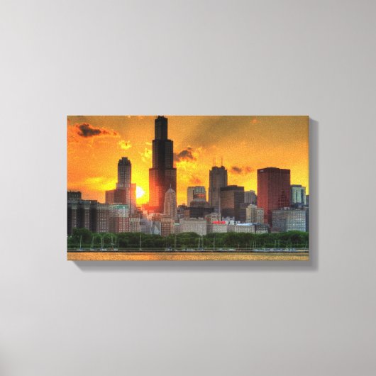 Aussicht auf Chicagos Skyline von Adler Leinwanddruck (Vorderseite)