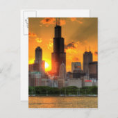 Aussicht auf Chicagos Skyline von Adler Postkarte (Vorne/Hinten)