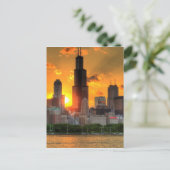 Aussicht auf Chicagos Skyline von Adler Postkarte (Stehend Vorderseite)