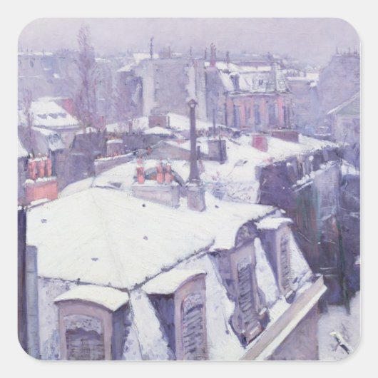 Aussicht auf Dächer oder Dächer unter Schnee, 1878 Quadratischer Aufkleber (Vorderseite)