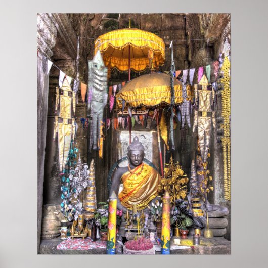 Aussicht auf das Altarbild im buddhistischen Tempe Poster (Vorne)