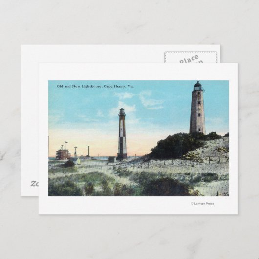 Aussicht auf das alte und das neue LeuchtturmKap H Postkarte (Vorne/Hinten)