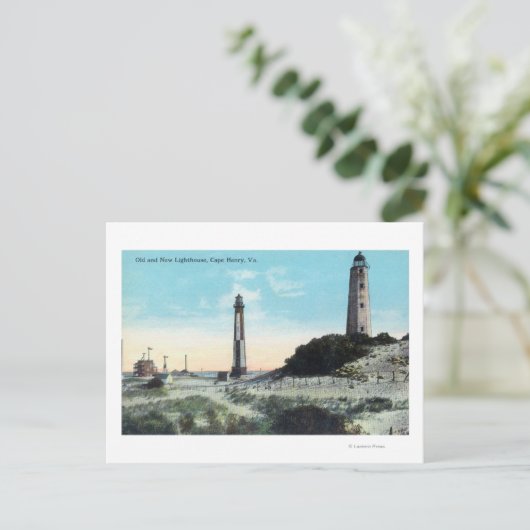 Aussicht auf das alte und das neue LeuchtturmKap H Postkarte (Stehend Vorderseite)