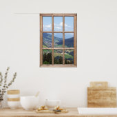 Aussicht auf das Bergtal von einem Fenster aus Poster (Küche)