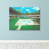 Aussicht auf das Golden T-Shirt Resort Pool Leinwanddruck (Insitu (Holzboden))