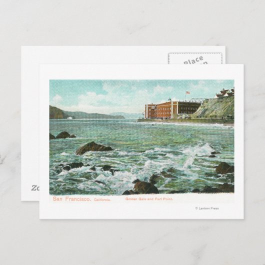 Aussicht auf das goldene Tor und den Fort Point Postkarte (Vorne/Hinten)