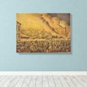 Aussicht auf das große Feuer von Chicago Leinwanddruck (Insitu (Holzboden))