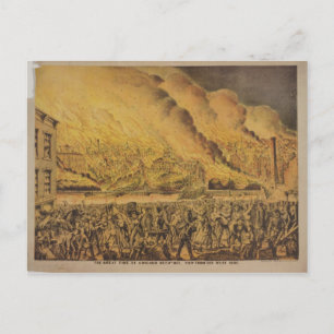Aussicht auf das große Feuer von Chicago Postkarte