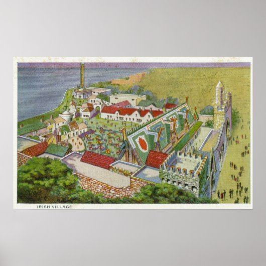 Aussicht auf das irische Dorf aus der Luft Poster (Vorne)