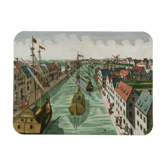 Aussicht auf das Kettel Gate in Delft (Gravieren) Magnet (Horizontal)