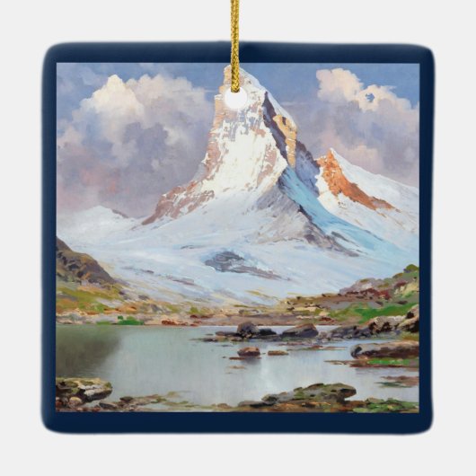 Aussicht auf das Matterhorn, Weihnachtsbaum Keramikornament (Rückseite)