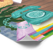 Aussicht auf das Meer Apartment Räume Wasserfarbe  Poster (Ecke)