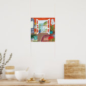 Aussicht auf das Meer Apartment Räume Wasserfarbe  Poster (Küche)