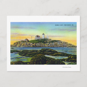 Aussicht auf das Nubble Lighthouse am York Beach Postkarte