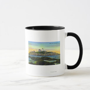 Aussicht auf das Nubble Lighthouse am York Beach Tasse