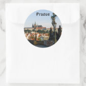 Aussicht auf das Schloss von der Karlsbrücke in Pr Runder Aufkleber (Tasche)