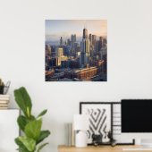 Aussicht auf das Stadtbild mit fantastischem Licht Poster (Heimbüro)