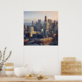 Aussicht auf das Stadtbild mit fantastischem Licht Poster (Küche)