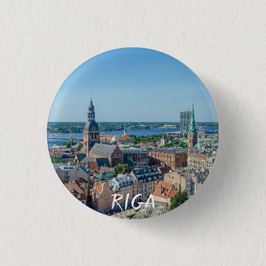 Aussicht auf das Stadtzentrum von Riga von oben Button (Vorderseite)