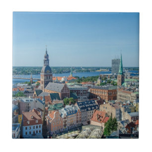 Aussicht auf das Stadtzentrum von Riga von oben Fliese