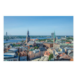 Aussicht auf das Stadtzentrum von Riga von oben Fotodruck