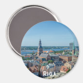 Aussicht auf das Stadtzentrum von Riga von oben Magnet (Vorderseite/Rückseite)