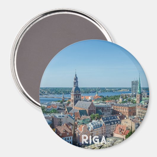 Aussicht auf das Stadtzentrum von Riga von oben Magnet (Vorderseite/Rückseite)