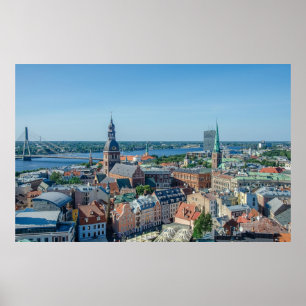Aussicht auf das Stadtzentrum von Riga von oben Poster