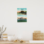 Aussicht auf das Strandbad von Cliff Poster (Küche)