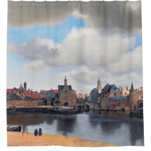 Aussicht auf Delft, Johannes Vermeer Duschvorhang (Vorderseite)