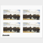Aussicht auf Delft von Johannes Vermeer Rechteckiger Aufkleber (Blatt)
