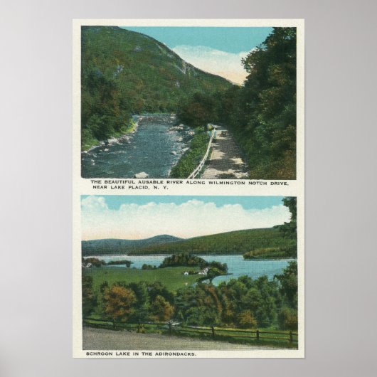 Aussicht auf den Ausable River und Schroon Lake Poster (Vorne)