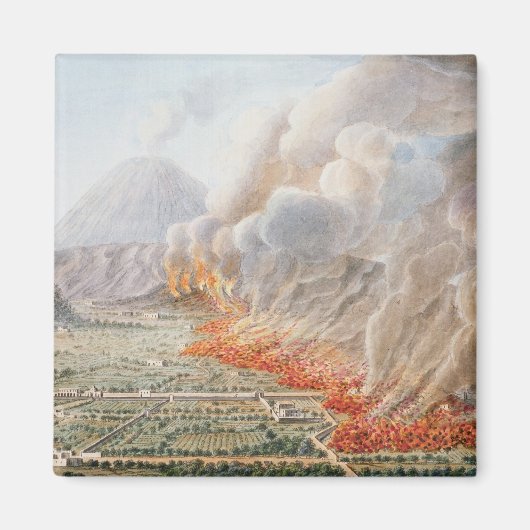 Aussicht auf den Ausbruch des Vesuv, der am Magnet (Vorne)