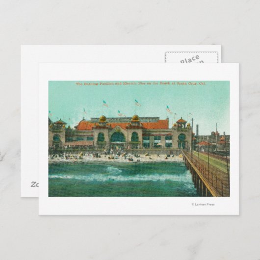 Aussicht auf den Badepavillon und den elektrischen Postkarte (Vorne/Hinten)